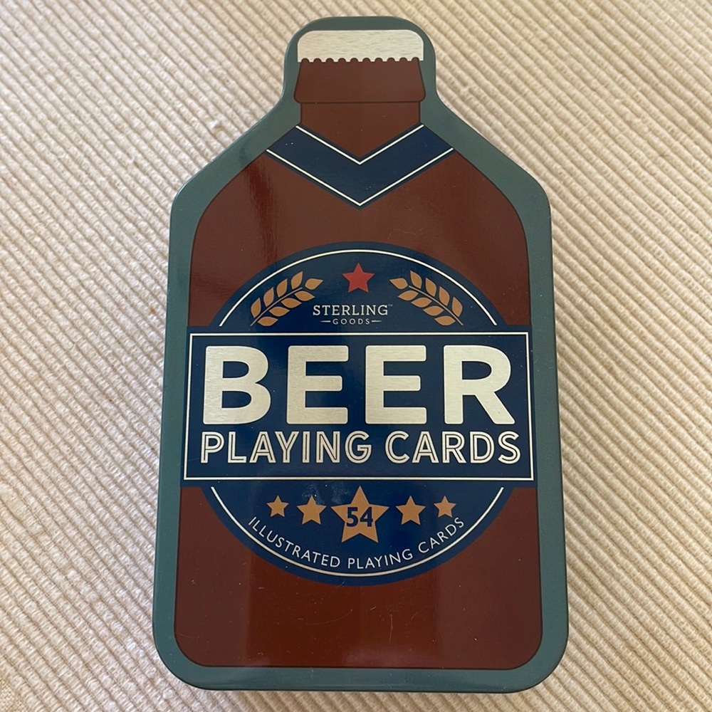 Beer playing cards in tin box illustrated Bell & Curfew